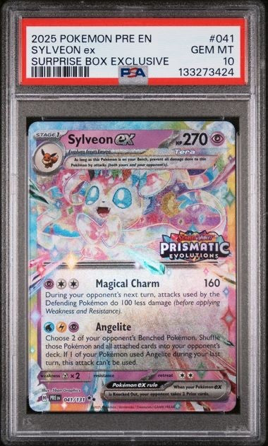 2025 POKEMON PRE EN-PRISMATIC EVOLUTIONS 041 SYLVEON EX - PSA 100