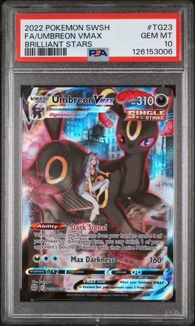 2022 POKEMON SWORD & SHIELD BRILLIANT STARS #TG23 FA/UMBREON VMAX PSA 100