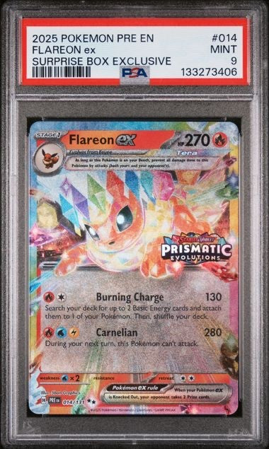 2025 Pokemon PRE EN Surprise Box Exclusive 014/131 Flareon ex PSA 90