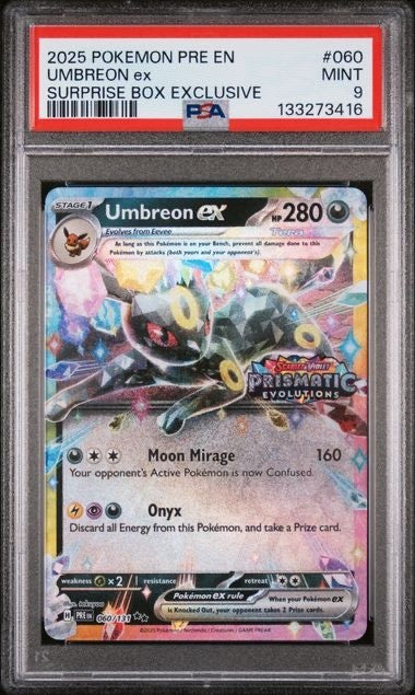 Umbreon ex 060/131 -- PSA 9 MINT -- 2025 Pokemon Prismatic Evolutions Holo0