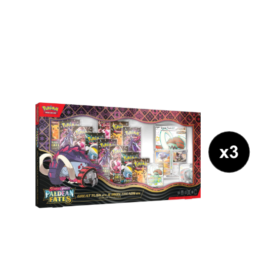 Paldean Fates Great Tusk ex & Iron Treads ex Premium Collection (3 Pack)